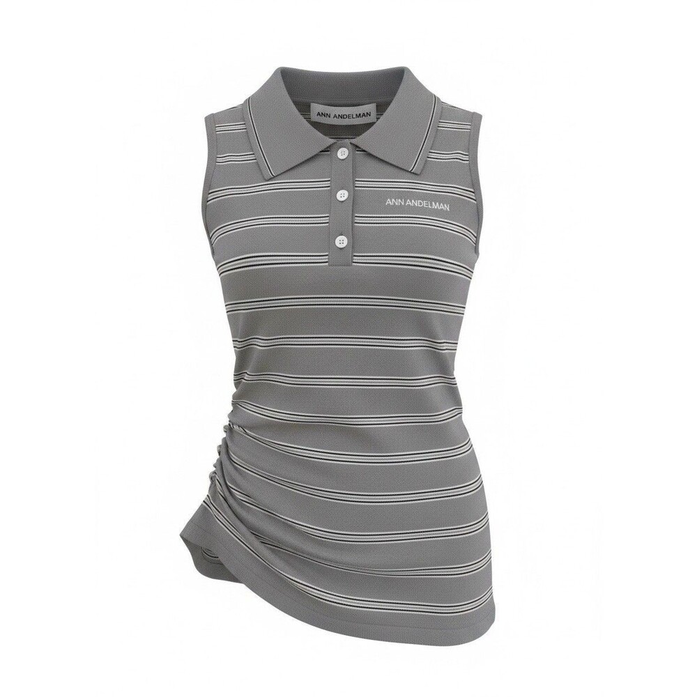Ann Andelman Gray striped knitted vest EUC Size XS